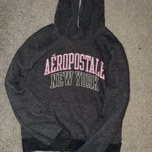 Aeropostale Charcoal Hoodie with Pink and White Text